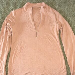 Tan Long Sleeve Zip-Up Top